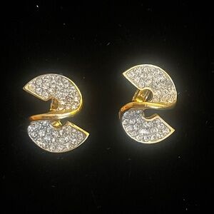 Vintage Givanchy “S” Clip-On Earrings with Rhinestones